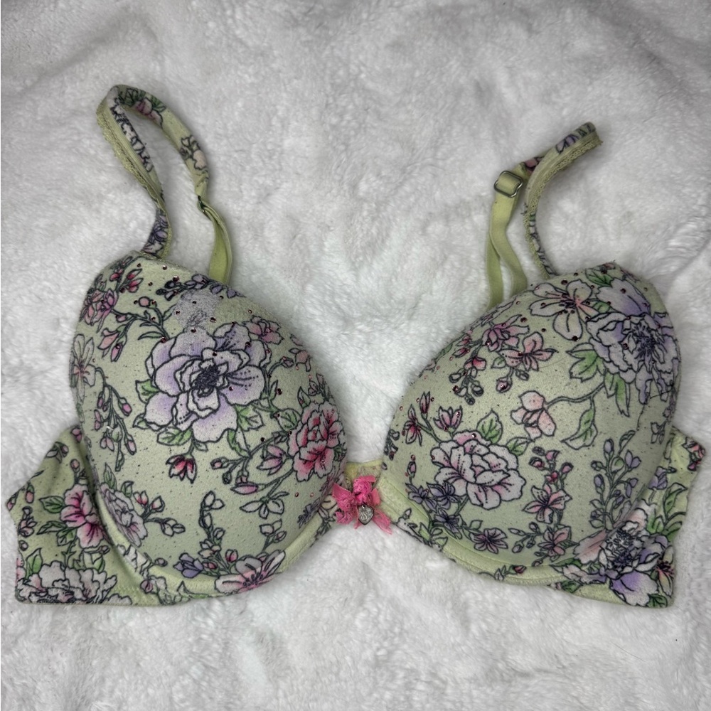 Victoria's Secret Floral Bra - Green and Pink